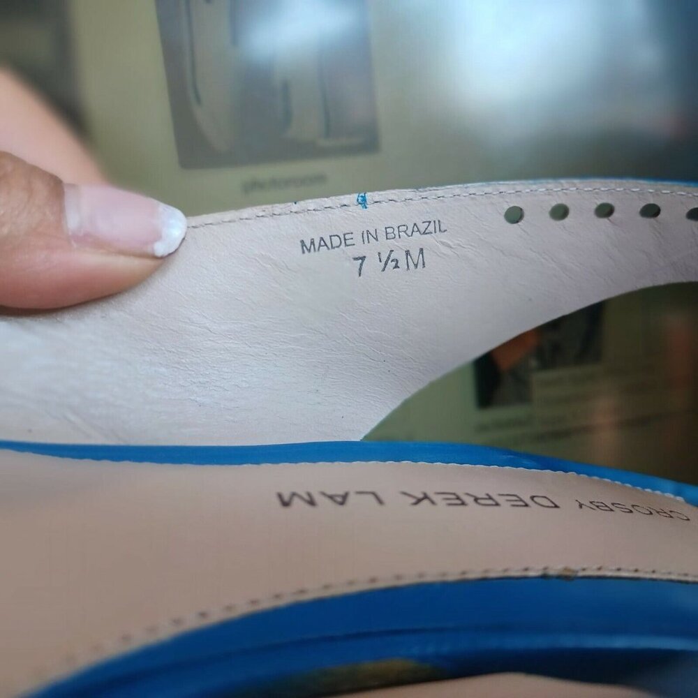 🤩RARE Women's Sandals Shoes Sz 7.5 Leather 10 Crosby Derek Lam Blue Ankle Strap - Picture 6 of 9